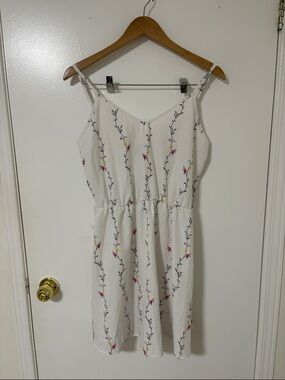 SHEIN White Floral Vine Spaghetti Strap Mini Dress